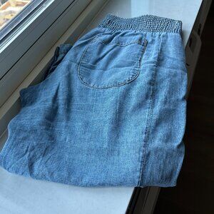 Anthropologie Reese Denim Pull-On Barrel Pants--size Large